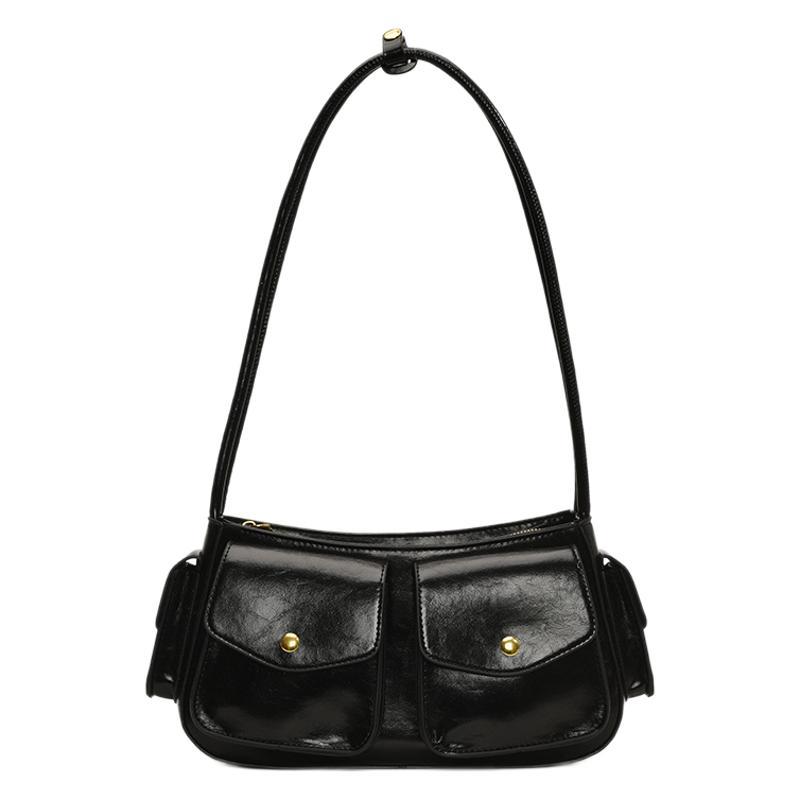 Niche High-end Multi-pocket Locomotive Bag 2025 New Temperament Shoulder Armpit Bag Commuter Messenger Baguette Bag