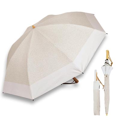 Vikbar Lång Lämplig för Sol och UV-ljus Beige x Solparaply, Paraply, 2-vägs, Regn, Skydd, 99,9% Blockerande, Hållbar, Lätt, Dam (Ljung