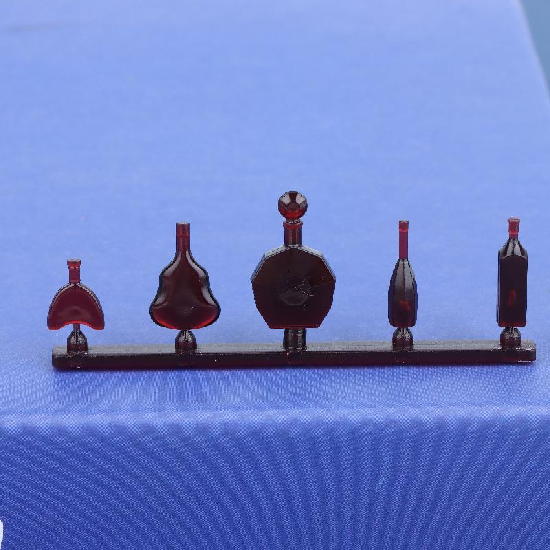 Miniatur-Weinglas und Flaschen-Set 1:12 Maßstab Puppenhaus Zubehör Transparent Mini Barware Modell Für Puppenhaus Bar Dekoration