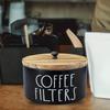 Coffee Filter Holder Wooden Rustic Cafe Decor with Lid Coffee Filter Organizer for Pour Drip Brew Serve Camping Travel