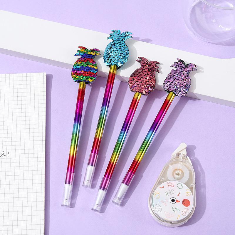 15Pcs Sequined Animals Theme Neutral Pens, Random Mixed, Black Ink Pens, Cartoon Unicorn Series Office Stationery Gift, Smooth Writing, Suitable f