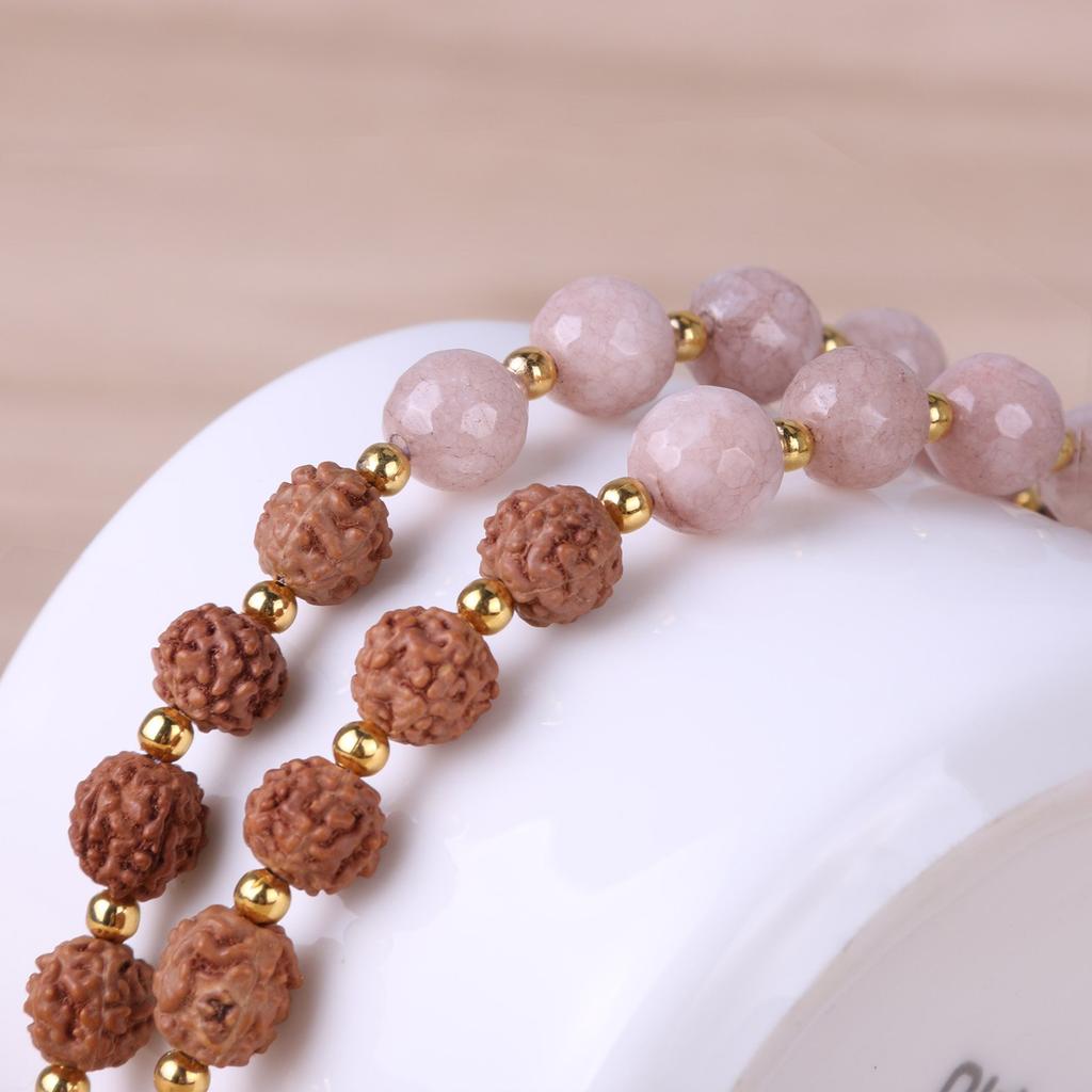 KELITCH Long Tassel Necklace Rudlaksha Mala Agate Bead Necklace Accessory (Brown)