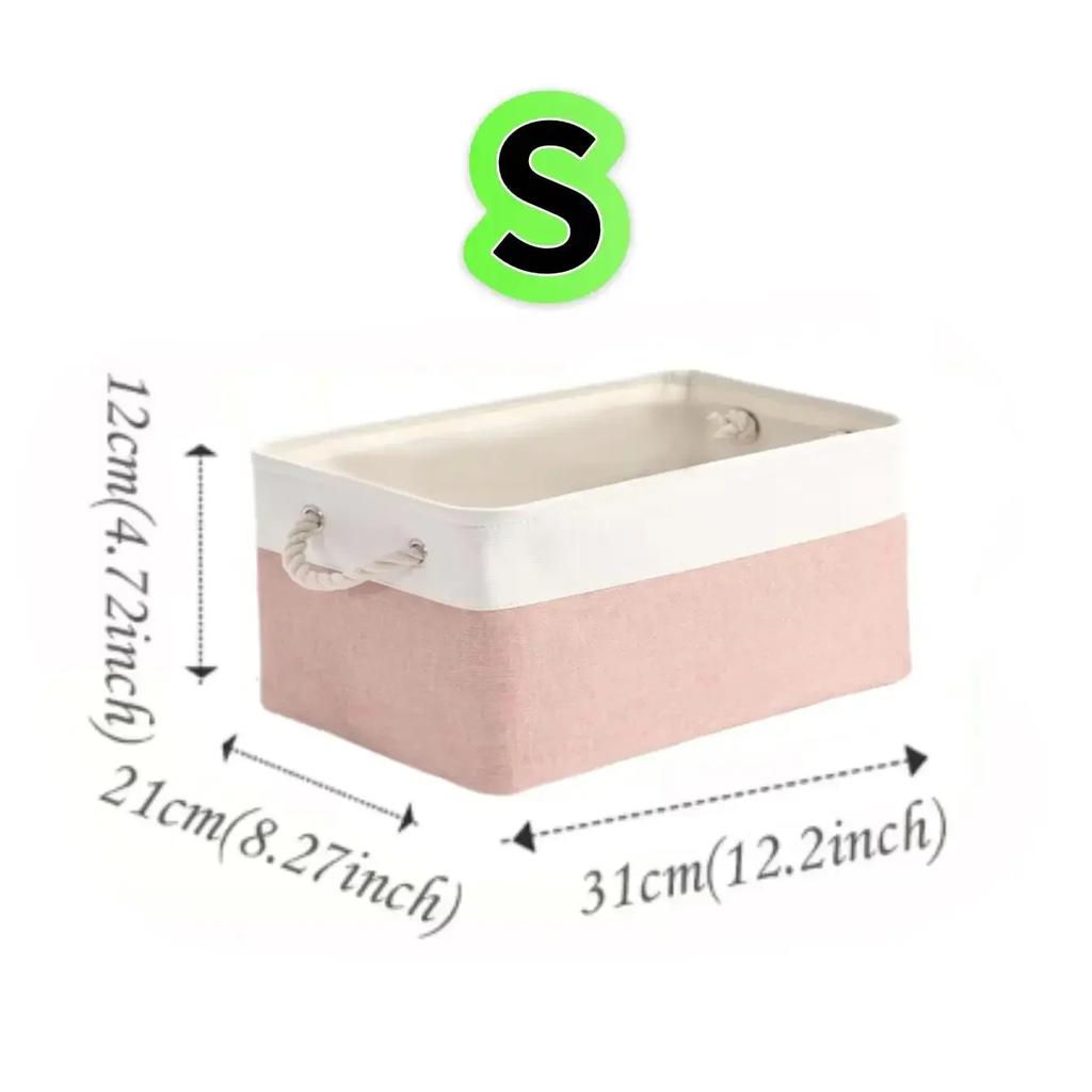 Foldable Storage Bins with Sturdy Cotton Handles Fabric Sundries Storage Basket for Home/Children's Toys/Wardrobe/Storage Basket
