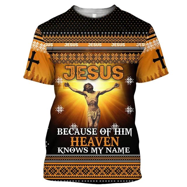 Jesus Is My Savior 3D Print Mens Womens T Shirts Fashion Cool Jesus T-shirt Summer Casual Y2k Short Sleeve Oversize Men Clothing