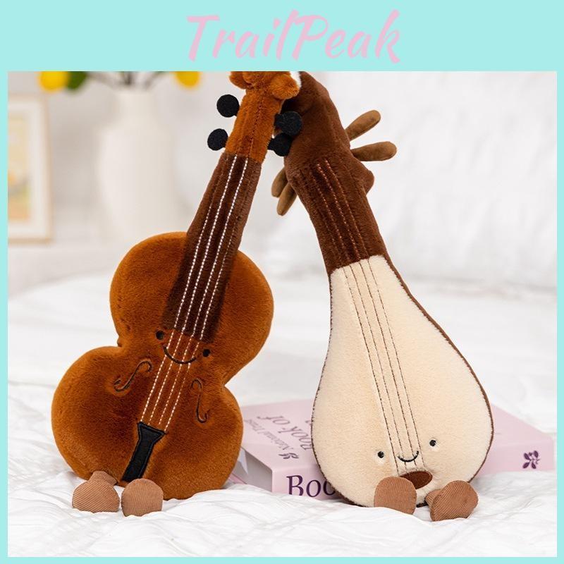 Instrument Musical Plush Pillow With Guitar Violin Embroidery Home Gift Decor