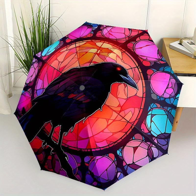 

Stained Glass Raven Wall Art Decor - Colorful Bird Silhouette Painting for Home, Office, or Classroom Decoration (12x12 inches) Umbrella, Mother s Day