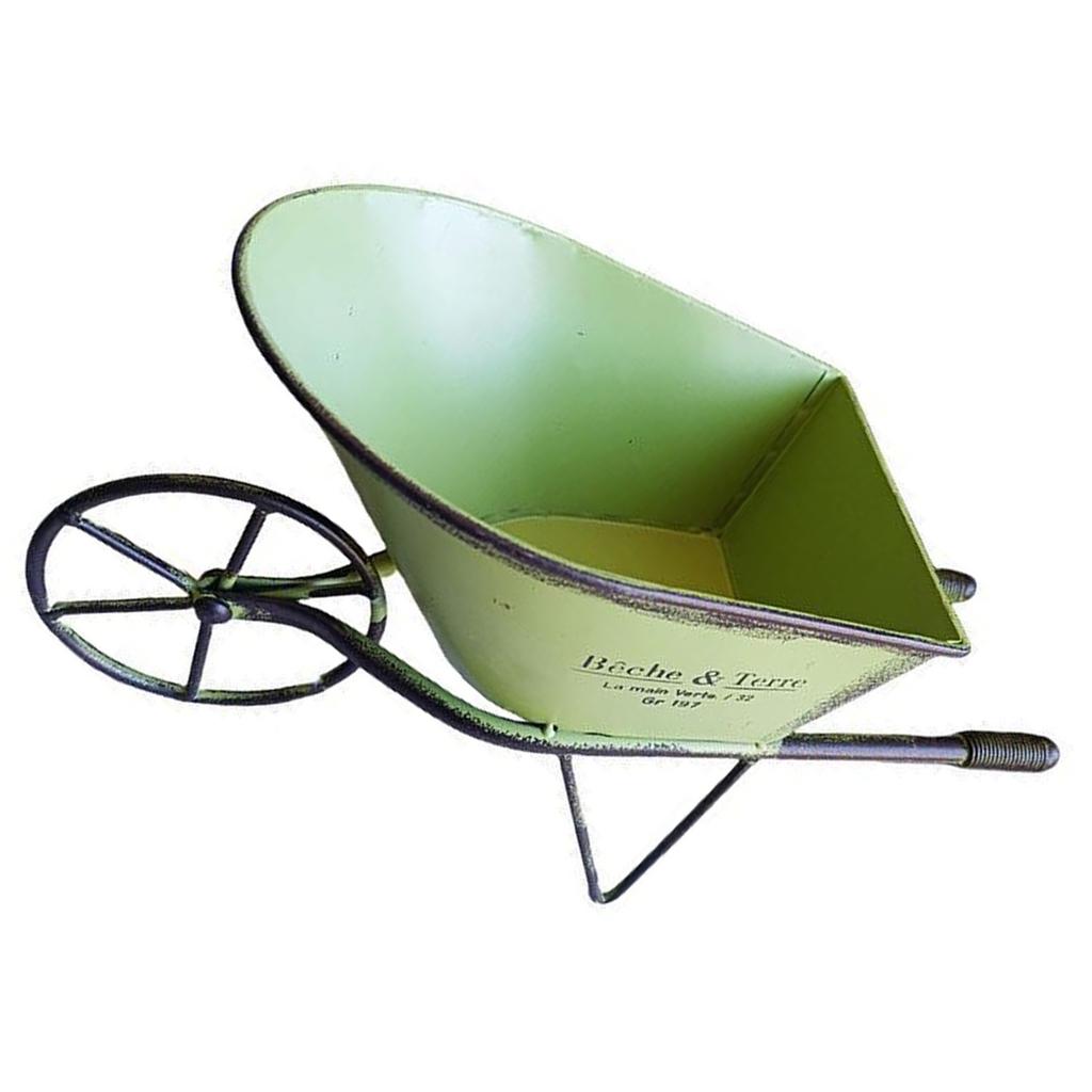 Klassische Eisenkunst Einradkarre für Gartendekorationen Metallschubkarre Kleiner Pflanzkasten Blumentöpfe Pflanzenbehälter Geschenk