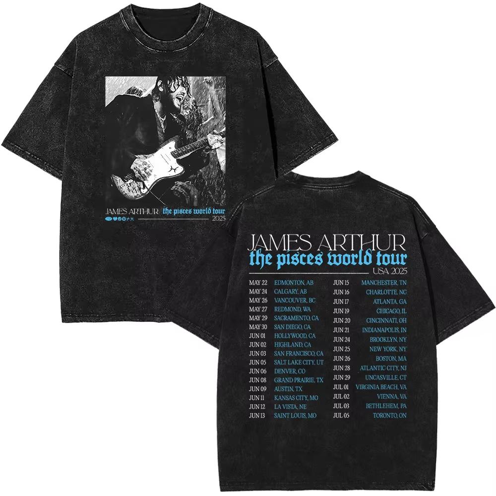 Rapper James Arthur The Pisces World Tour  Printed Tshirt Men Women Hiphop Tshirt Fan Gifts Casual Vintage Washed Tshirt