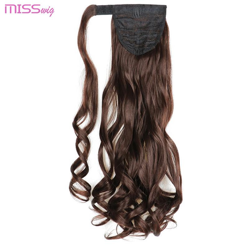 

MISS WIG Длинные волнистые заколки на заколке для наращивания волос «конский хвост» Термостойкие синтетические натуральные волнистые накладные волосы «конский хвост»