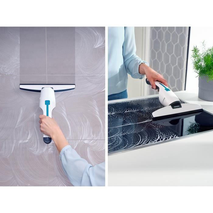 Aspirateur À Vitres Et Salle De Bains Leifheit Nemo 51030, Lave Vitres Électrique Avec Boîtier Étanche, Autonomie 45 Minutes, Blanc