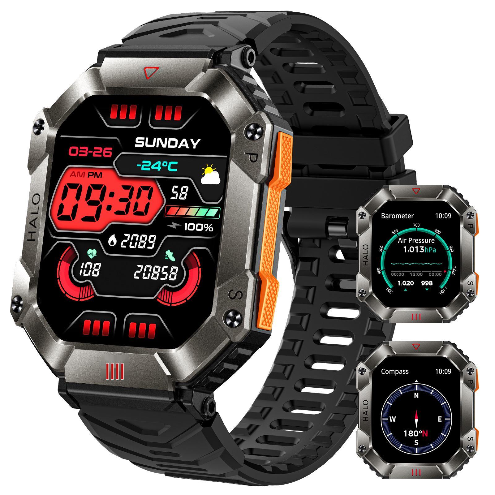 

KR80 Smartwatch with Heart Rate Monitor, Bluetooth Calling, Compass & Sports Features чорний