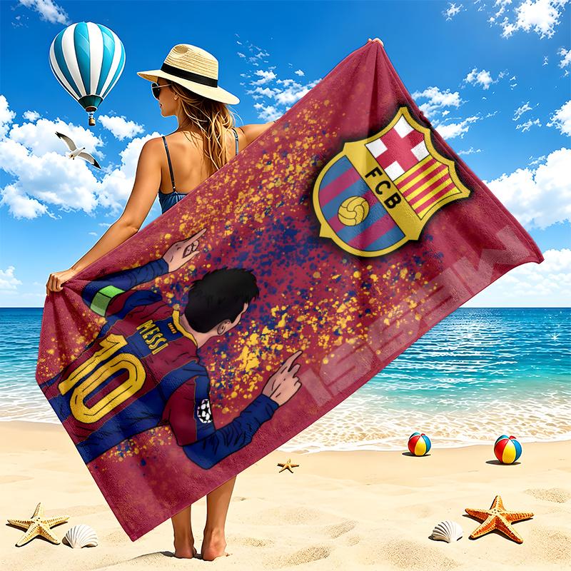 Asciugamano da Spiaggia FC Barcelona Asciugatura Rapida Morbido Microfibra Resistente alla Sabbia Oversize Telo da Bagno Cabana per Piscina Viaggio Regalo