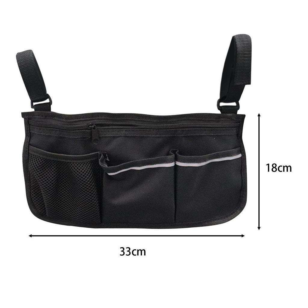 Side Bag Portable Multiple Pockets Carry Bag Waterproof Hanging for Travel Rollators Mobility Chairs Bed Rail Outdoor