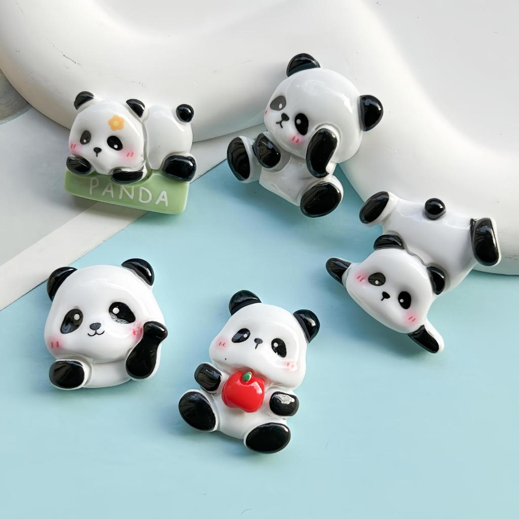 Accesorii Panda Desen Animat Lucrate Manual din Rășină: Magneți de frigider lucioși, Agrafe de păr, Materiale pentru bijuterii