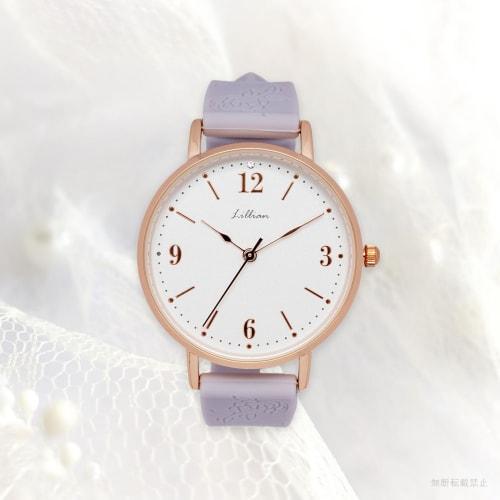 Fieldwork Women's Analog Watch with Silicone Strap and Flower Embossed Rose Pattern In Purple (JN043-1)
