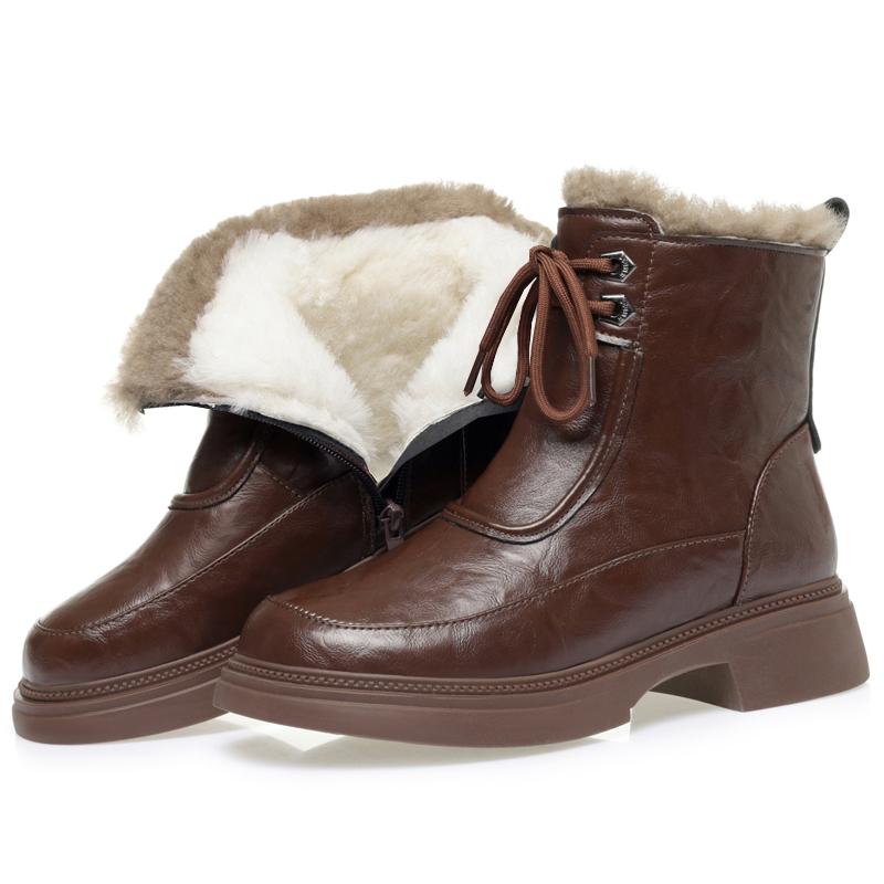 Fashion AIYUQI Women's Ankle Boots 2025 New Non-slip Warm Genuine Leather Female Winter Shoes Large Size Platform Snow Boots For Women