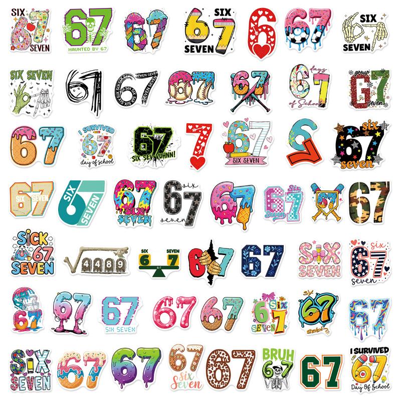 50Pcs Funny 67 Graffiti Stickers Creative Cartoon Decal Diy Luggage Phone Guitar Cup Skateboard Waterproof Sticker