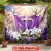 "He Resurrected" Easter Banner Tapestry Indoor and Outdoor Decoration Background Christian Cross Theme Festival Decor