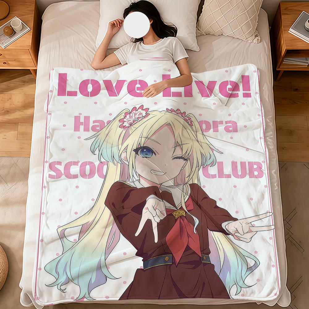 Anime Kawaii Art Girl Love L-live Soft Warm Plush Blanket for Dormitory Sofa Living Room Pet Hogar Bedroom Gift Nap Home Flannel