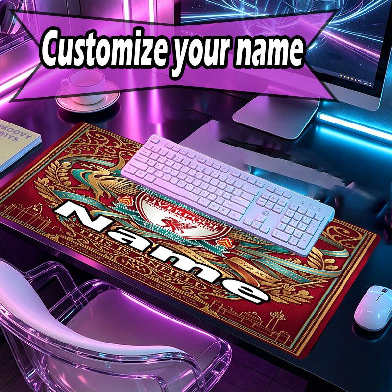 Custom Name Personalized Liverpool Football Club Pattern Mousepad, Laptop PC Desk Mat, Decorative Desk Mat for Home Keyboard Pad Gift