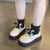 New Girls Socks Boots Black Beige Thick Bottom Kids Causal Fashion Boots Round-toe Patchwork Princess Children Shoes Non-slip