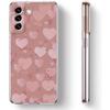 Gold Pink Rose Glitter Hearts Clear Phone Case For Samsung Galaxy S23 S22 5G S20 Ultra S21 FE 5G S10E S9 S8 S10 Plus Soft Cover