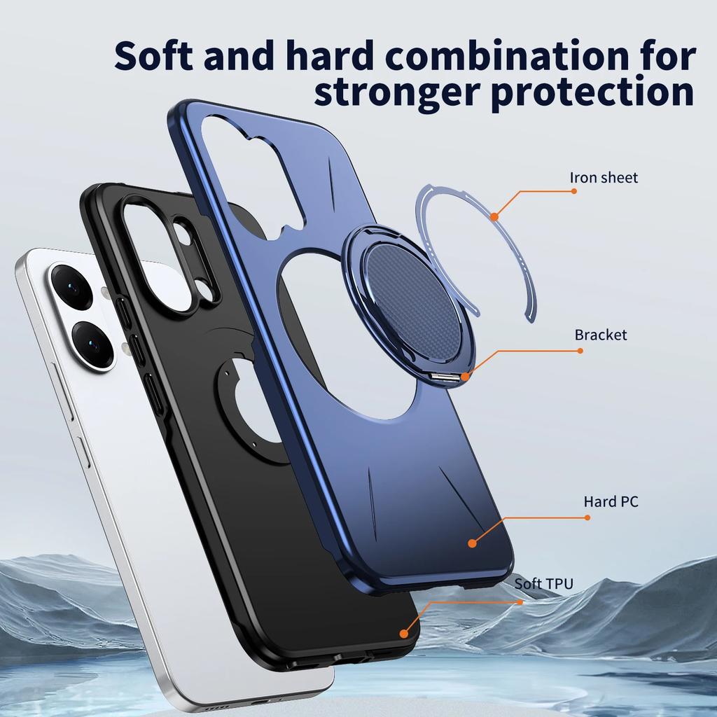 360° Rotate Ring Holder for Magsafe Magnetic Bracket Phone Case for Xiaomi Poco X7 X8 Pro Max M8 Pro Armor Shockproof Cover