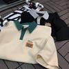 Sommer T-skjorte for menn Turn-down krage Vintage Løs Vaffeltekstur Ensfarge Halve ermer amerikansk stil Streetwear Outdoor Top