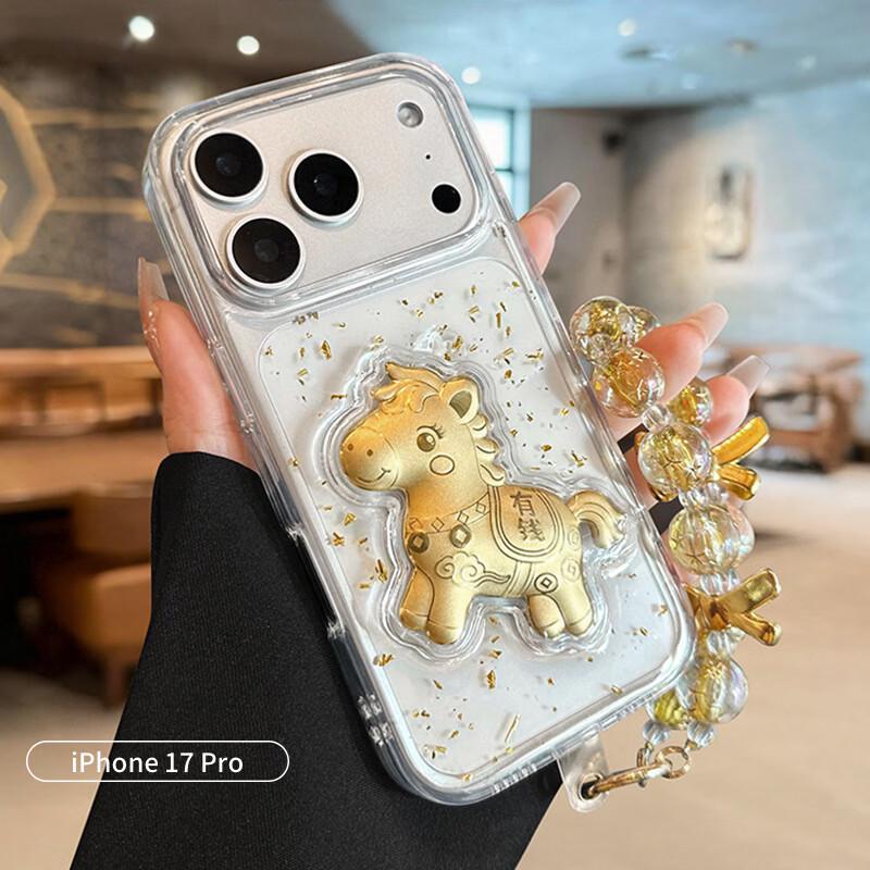 Wenose iPhone 17 Pro New Year Gold Foil Cartoon Phone Case