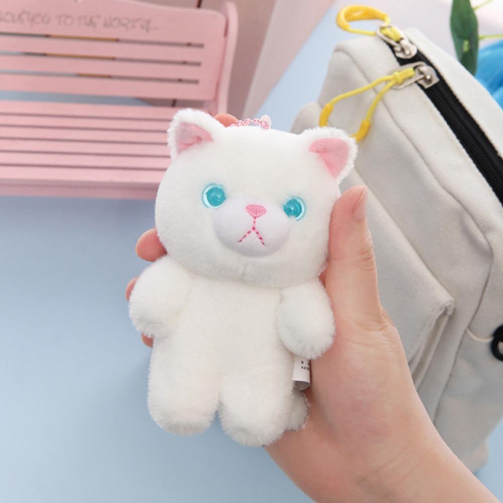 PP Cotton Cat Plush Keyring Meow Plush Cat Doll Pendant Car KeyRing Plush Cat Keychain  Bag Pendant