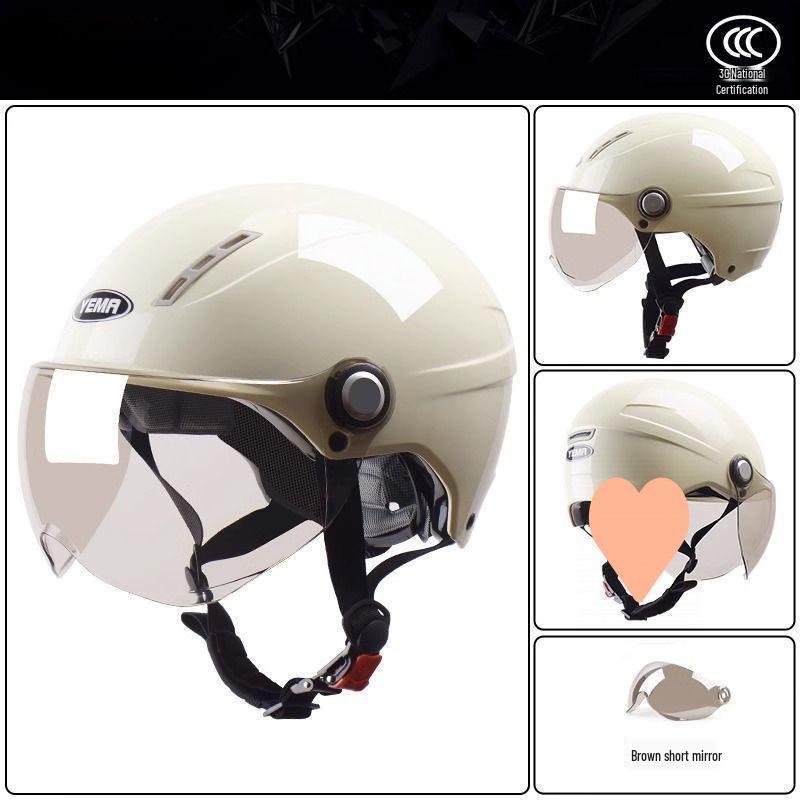 YEMA Wild Horse 3C-Certified Women s Winter Safety Motorcycle Helmet Coffee Short Visor