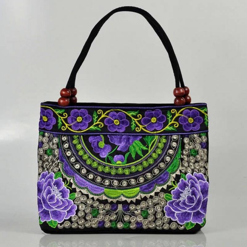 Original Ethnic Style Canvas Embroidered Women's Bag Handheld Small Bag Embroidery Handbags for Women