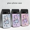Q-version Blue Butterfly For Google Pixel 8 7 9 10 Pixel 10 Pro XL Pixel 9 Pro XL Pixel 8a 7a Pixel 7 Pro Black Glass Phone Case