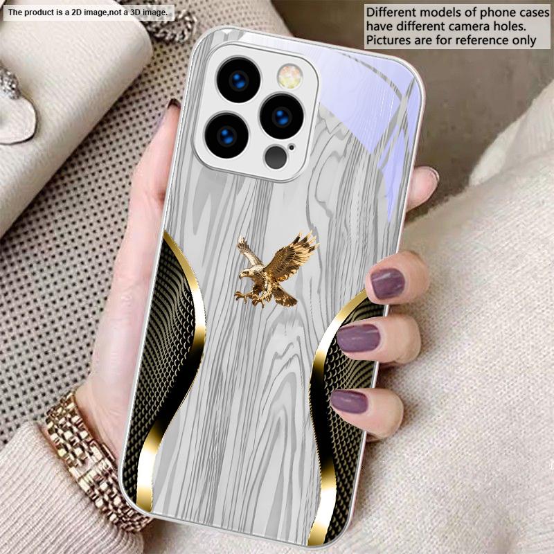 

Благородное кольцо Золотой Орел Для iPhone 17 Air 16 E 15 14 13 Plus 12 mini 17 Pro Max 11Pro XR Xs X 7 8 11 Закаленное Стекло Чехол для Телефона iPhone 13 mini