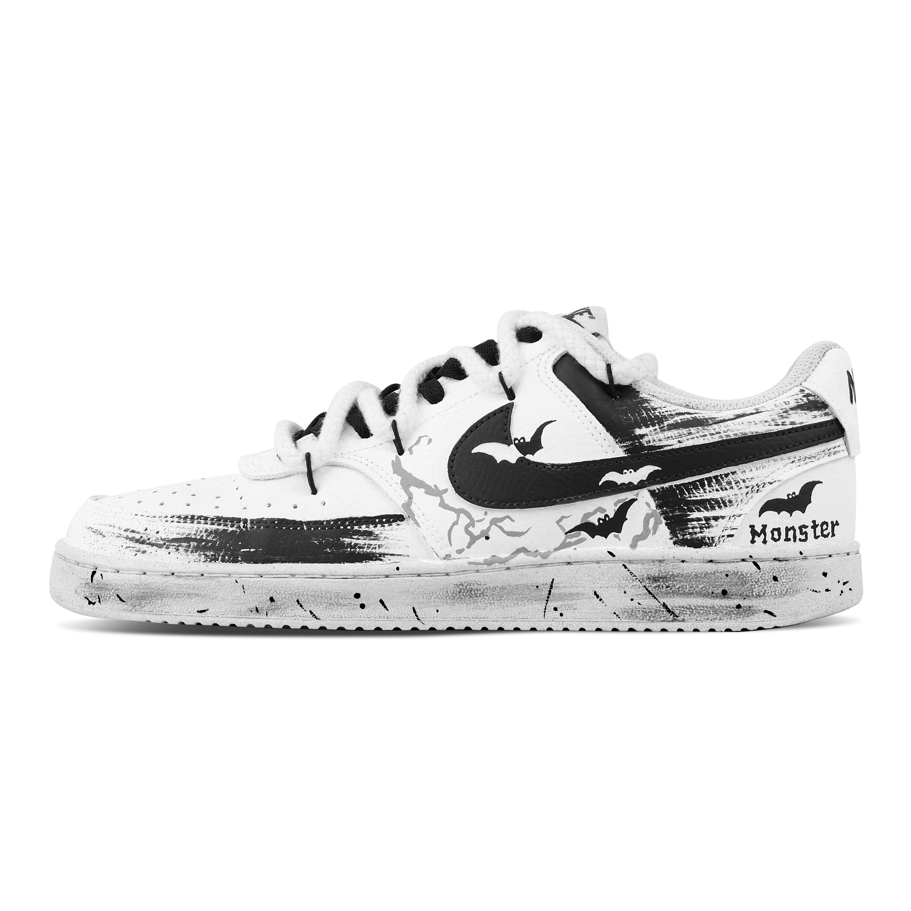 

Nike Court Vision 1 Demon Bat Abrasion Resistant Low top Skateboard Shoes Men s Black White DH2987-101(Team529-) 44.5