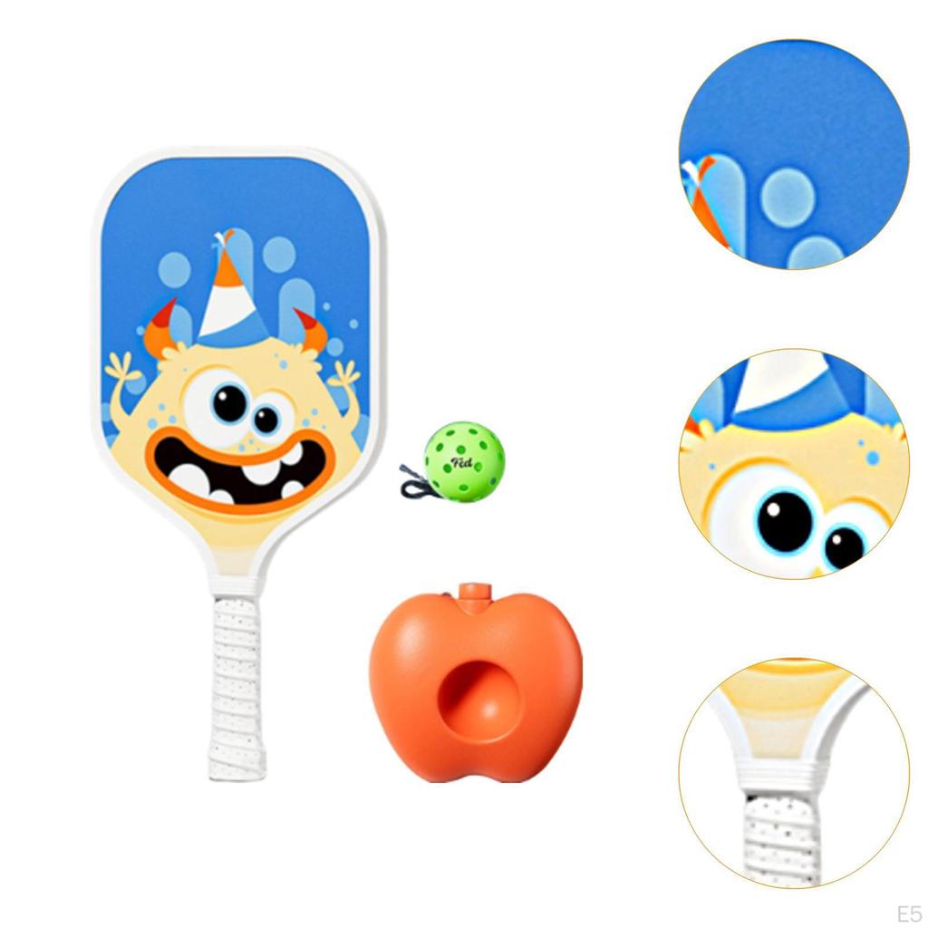 Pickleball Paddle with Ball and Base for Beginner Family Kids Indoor Outdoor orange