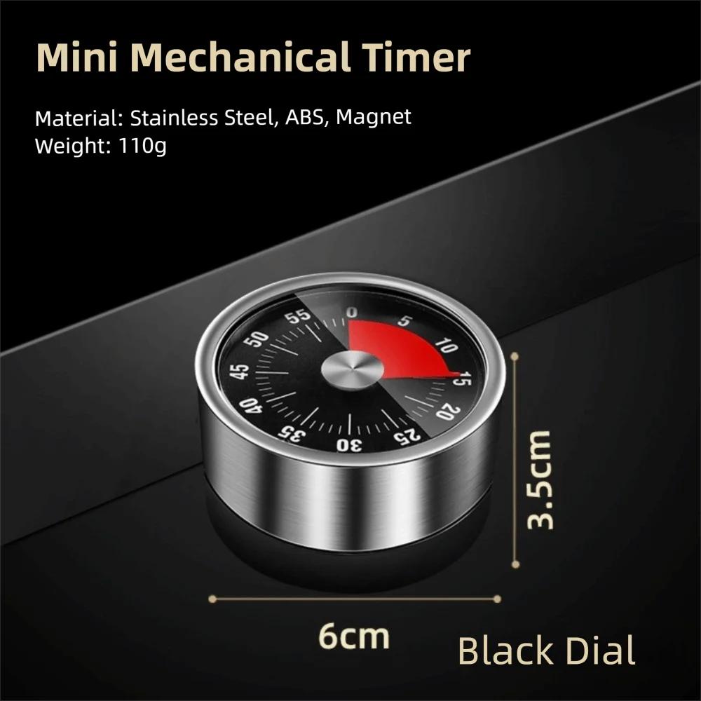 Manual Mechanical Kitchen Timer for Chef Stainless Steel Magnetic Countdown Clock with Loud Alarm