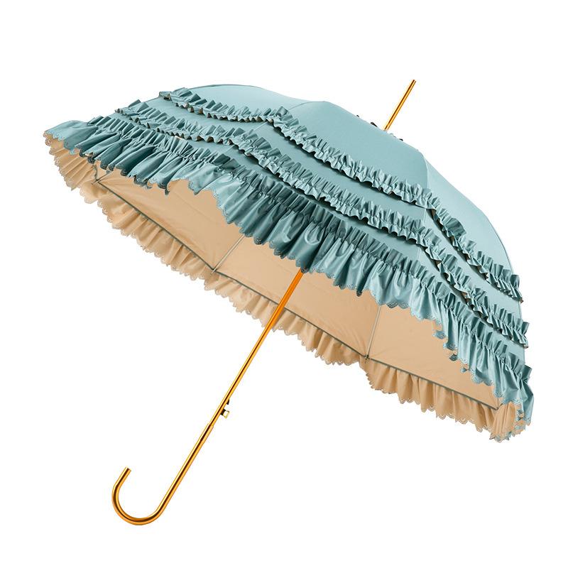 Full blackout loilta color glue sunscreen umbrella princess umbrella skirt lace lace full blackout Lolita long handle umbrella woman