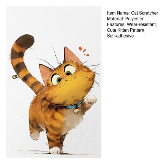 Wall Mounted Cat Scratcher Self-adhesive Cat Scratch Pad Cute Kitten Pattern Scratch Mat Protects Furniture And Walls for Indoor Cats Scratching