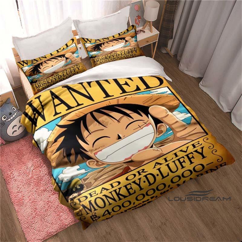 

Monkey D. Luffy Cartoon ONE PIECE Bedding Set, Duvet Cover and Pillowcase 3-Piece Set, Holiday Gift for Children and Adults 135x200cm
