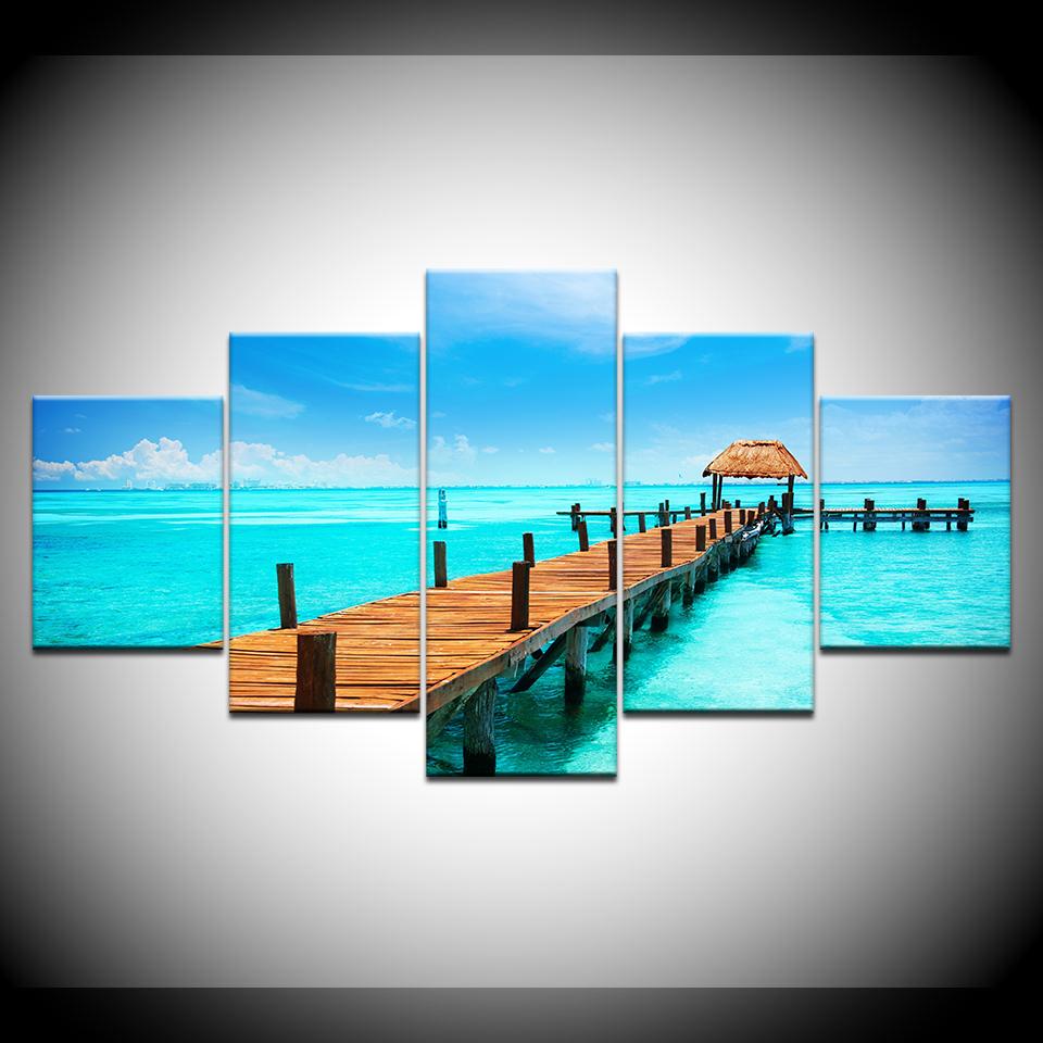 Canvas Painting Tropical island natural scenery 5 Pieces Wall Art Painting Modular Wallpapers Poster Print Home Decor