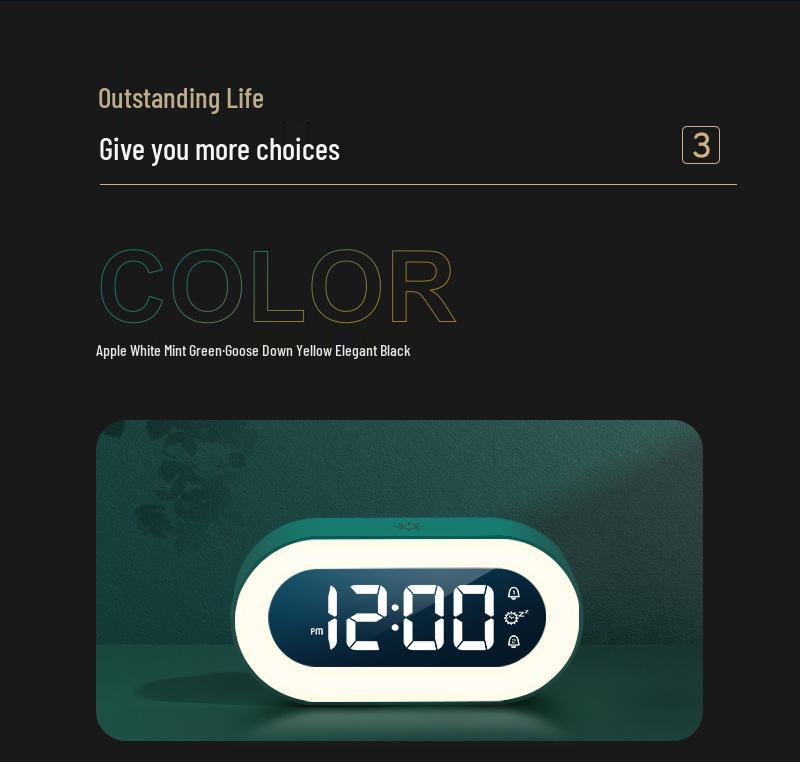 2024 LED Night Lamp & Silent Alarm Clock for Students - Multifunctional Bedroom Timepiece
