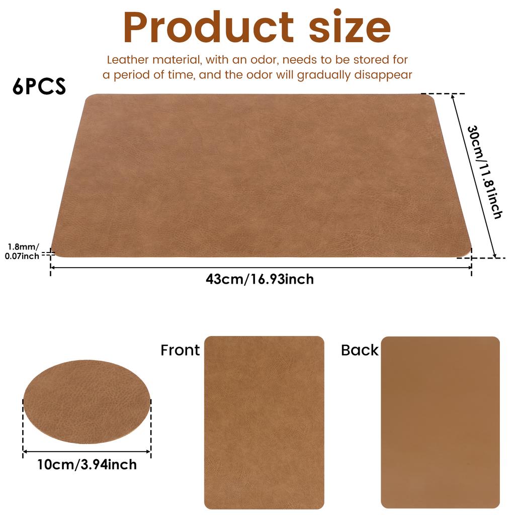12Pcs Double Layer PVC Leather Table Mat Oil Resistant Dinner Mat Thermal Insulation PVC Leather Placemat Anti Scald for Home