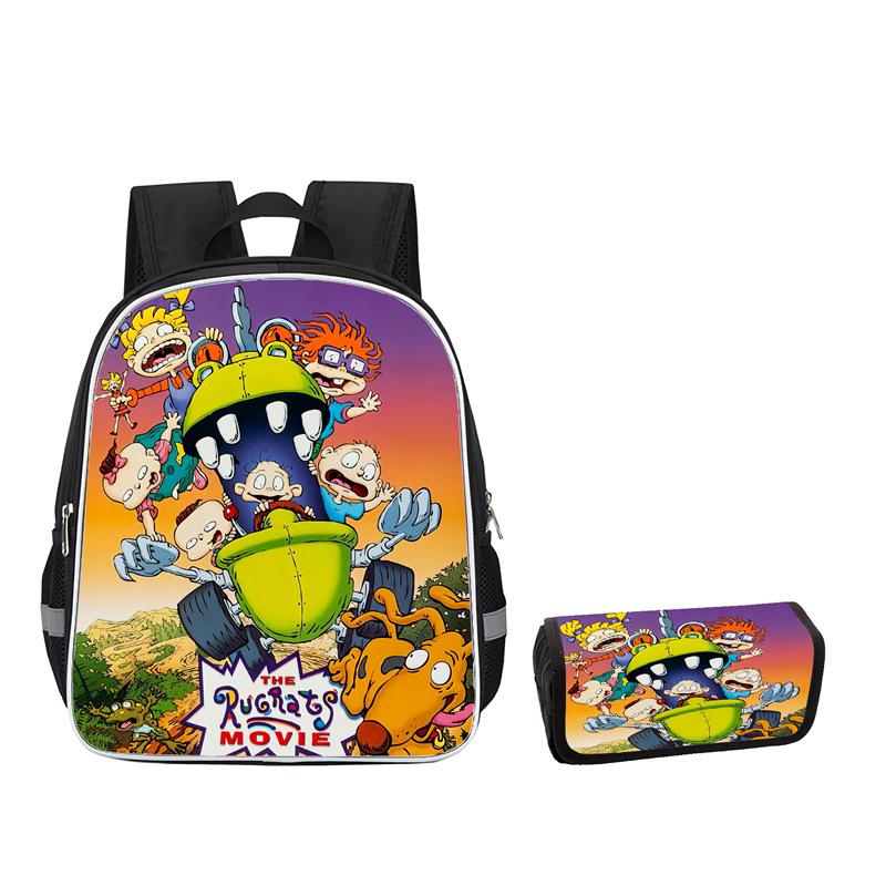 Rugrats High Definition Printing Oxford Leisure Spine Care Burden Reduction Storage Box Pencil Case Large Capacity Schoolbag