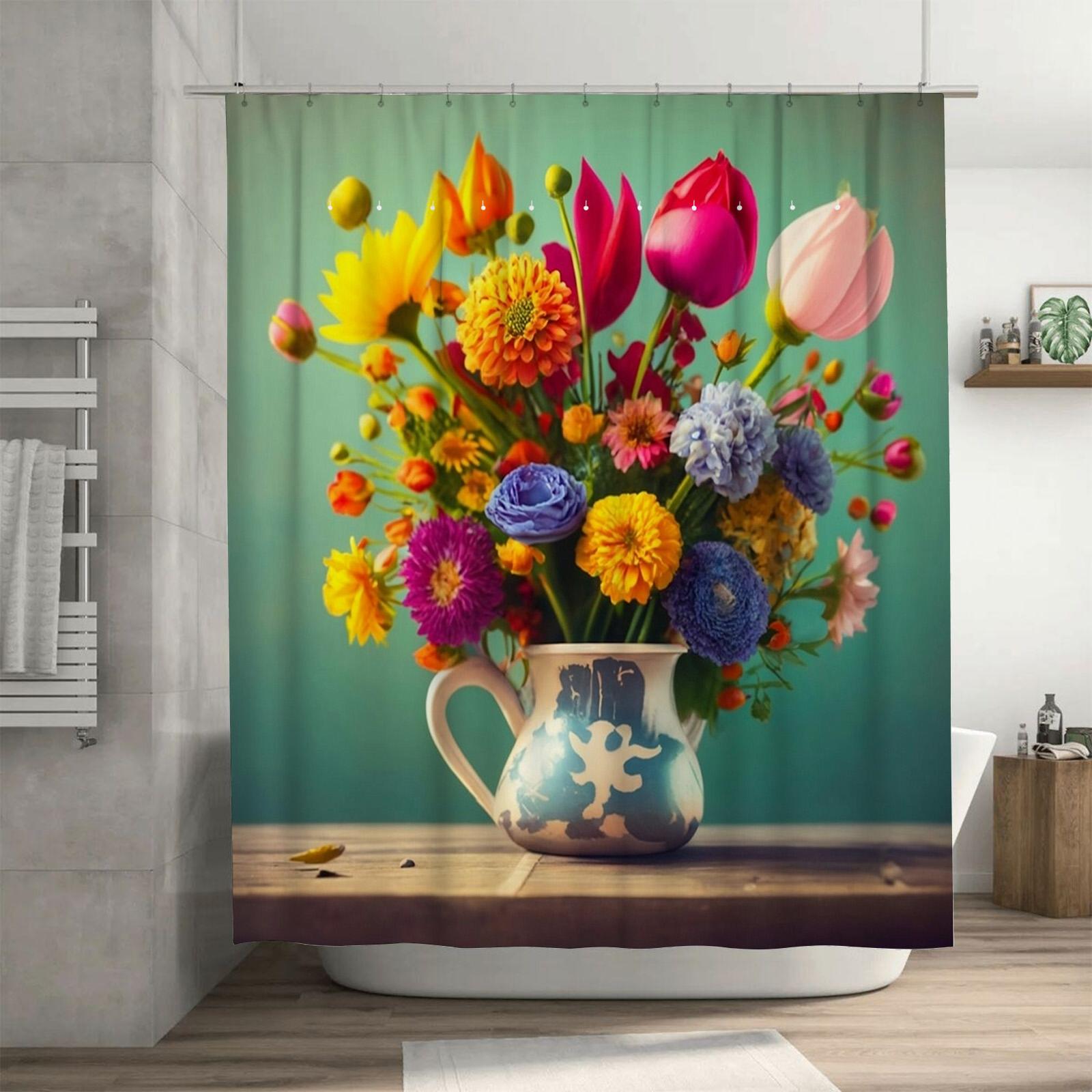 

Bright and Colorful Romantic Bouquet Art Shower Curtain - Waterproof Design for Stylish, Unique & Cozy Bathroom Decor 90X180cm(35x70in)