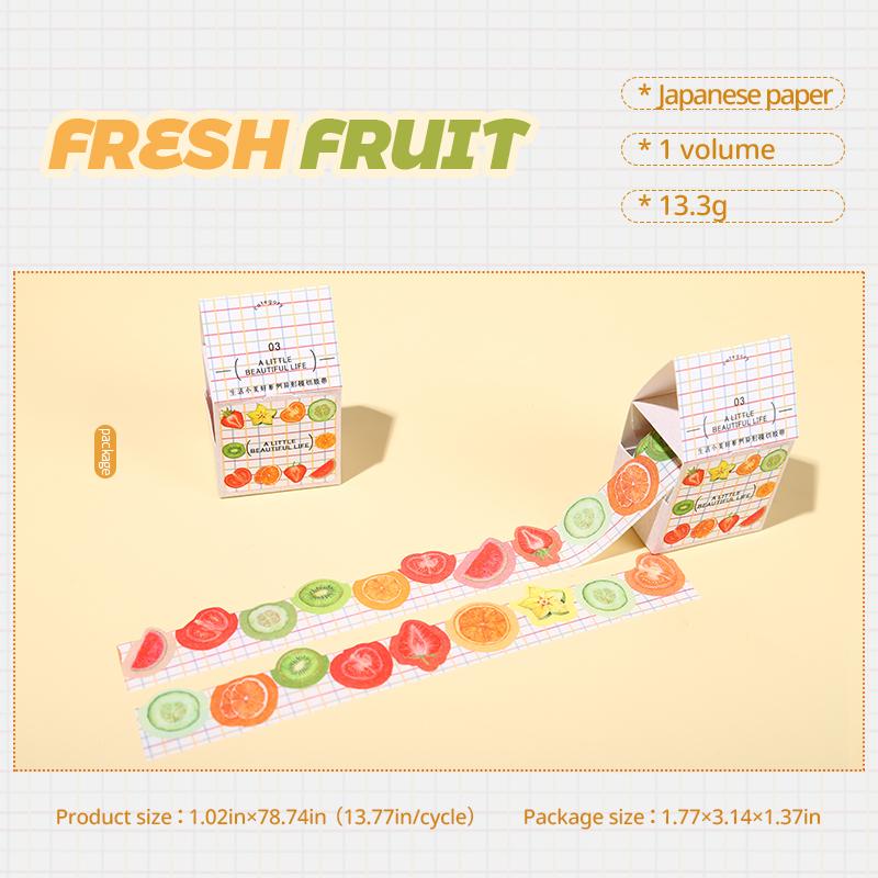 Small Size Pattern Tape Boxed Cat Coffee Fruit House Creative Hand Account Collage Material DIY Decorative Tape Can Write Tape