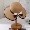 New bow straw hat women's summer sunscreen sun hat casual versatile large brim straw woven sun hat