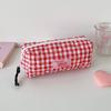 Cloth Korean Plaid Stationery Bag Pen Bag Pencil Pouch Plaid Heart Pencil Case  Kids Children
