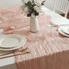 Bohemian Twist Tiulowy Bieżnik na Stół - Pomarszczona Elegancja na Wesela i Imprezy