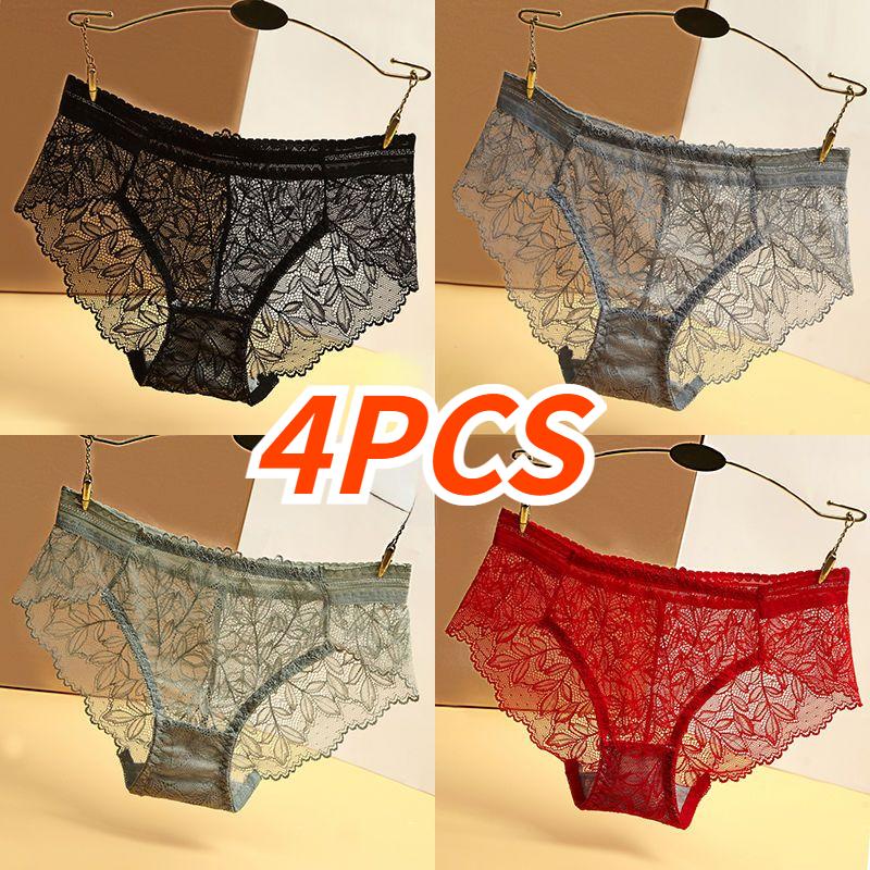 4/5 PCS Mode Hohe Qualität frauen Höschen Transparent Unterwäsche Frauen Spitze Weiche Slip Sexy Dessous Dessous